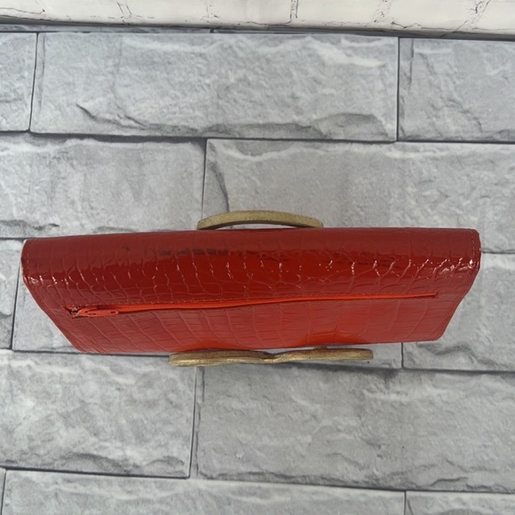 Lamb leather orange trifold wallet - Picture 5 of 10